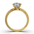 2 CT Heart Cut Lab Grown Diamond Vintage Ring | Engraved Scrollwork Band