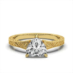 2 CT Heart Cut Lab Grown Diamond Vintage Ring | Engraved Scrollwork Band