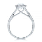 Direct side profile view illustrating the crossover twisted cathedral setting beneath the bezel.