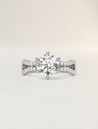 2 carat round brilliant cut lab diamond twist engagement ring.