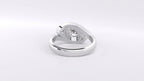 Rear view of white gold oval lab diamond bypass ring highlighting smooth inner band and under-gallery.