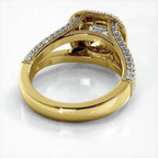 Inner profile and undergallery view of a 2 carat princess cut lab diamond engagement ring in yellow gold.