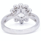 Underside view of lab grown diamond ring showing structural basket setting and scalloped halo back