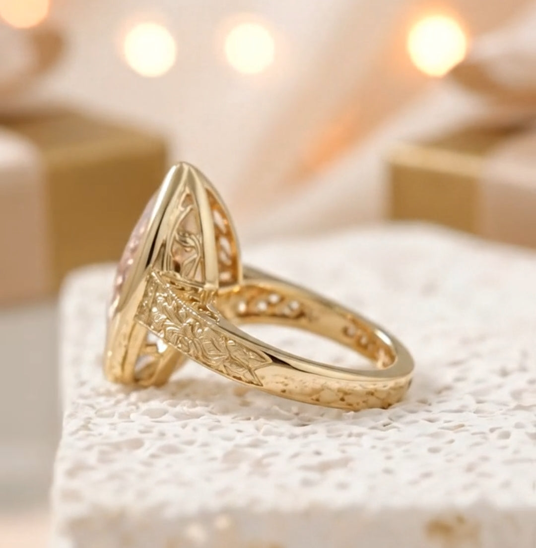 Bezel Set Vintage 4 CT Marquise Lab Diamond Engagement Ring