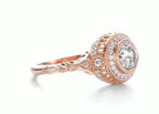 3 CT Round Cut Lab Diamond Milgrain Halo Ring | Rose Gold