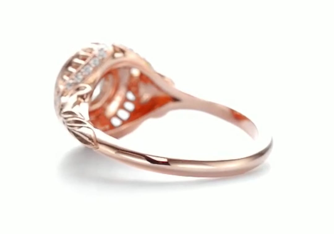 3 CT Round Cut Lab Diamond Milgrain Halo Ring | Rose Gold