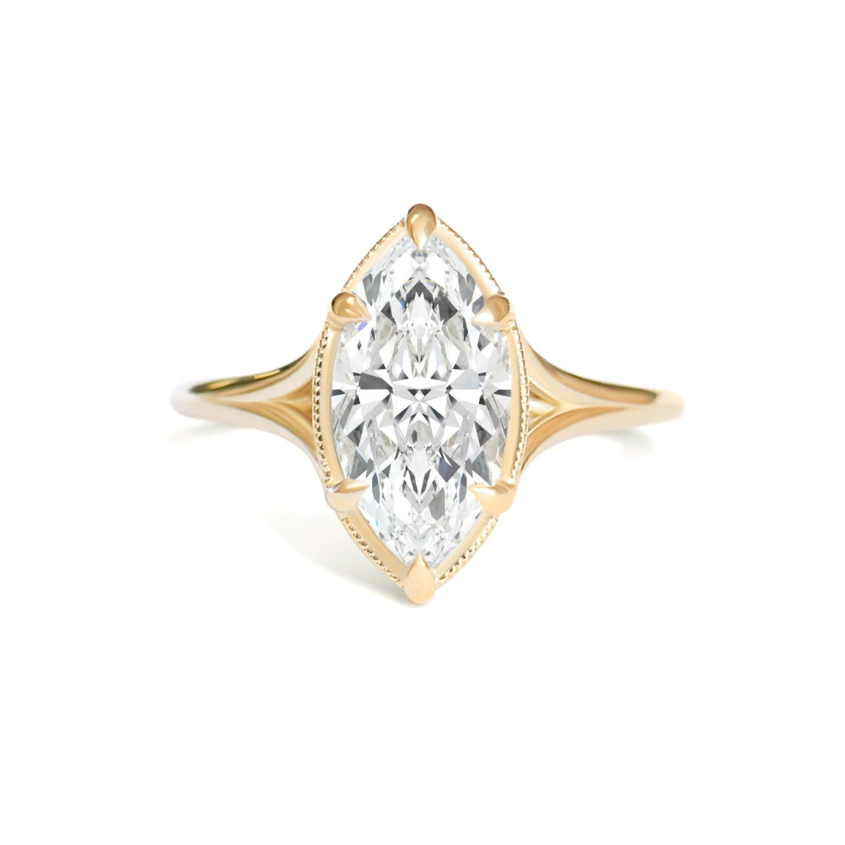 Vintage-Inspired 3 Carat Marquise Lab Created Diamond Bezel Solitaire Ring
