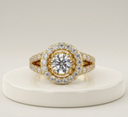 20 Carat Round Brilliant Cut Lab-Grown Diamond Ring Yellow Gold