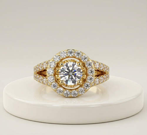 20 Carat Round Brilliant Cut Lab-Grown Diamond Ring Yellow Gold