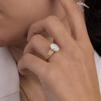 Back view showing the undergallery basket and interior band of a 2 CT oval lab diamond ring.