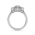 Side arch profile view of a 2 CT round lab-grown diamond vintage engagement ring showing cathedral gallery detail in white gold.