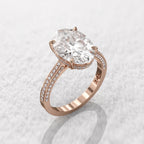 Rose gold variant of the 5 ct oval lab-grown diamond ring showcasing sparkling pave setting.