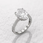 White gold/platinum variant of the 5 carat oval lab-grown diamond pave ring.