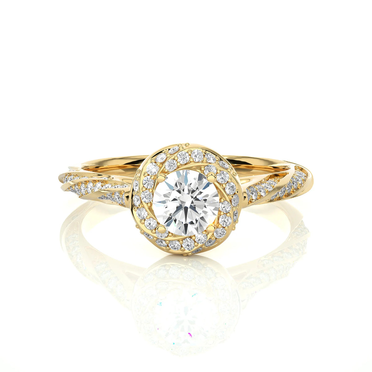 2-carat-round-lab-grown-diamond-swirl-halo-engagement-ring-side-profile-view