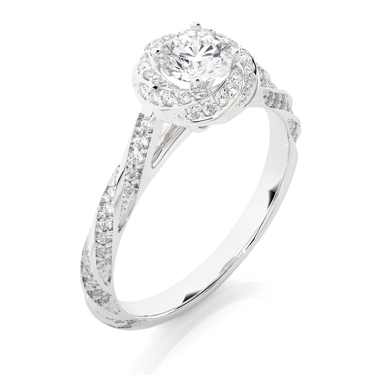 luxury-round-cut-lab-grown-diamond-ring-with-twisted-pave-band-angled-view
