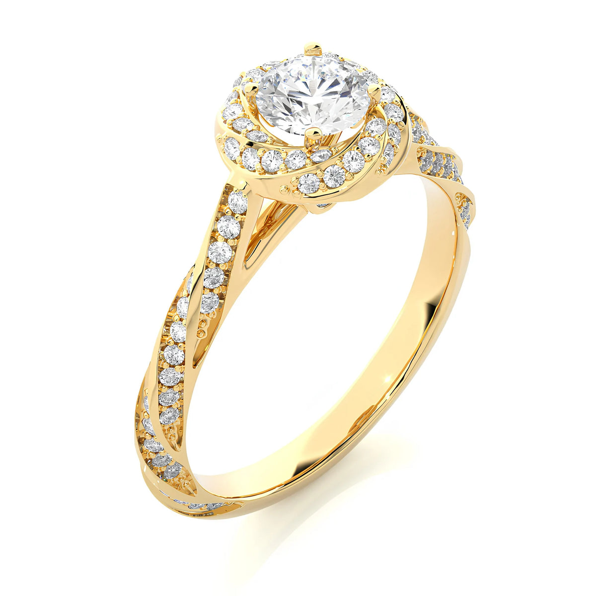 luxury-round-cut-lab-grown-diamond-ring-with-twisted-pave-band-angled-view