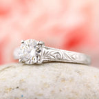 2-carat-round-cut-lab-grown-diamond-vintage-engraved-engagement-ring-front-view