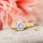2 CT Round Cut Lab Grown Diamond Vintage Engraved Engagement Ring