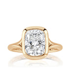 4-carat-cushion-cut-lab-grown-diamond-bezel-set-engagement-ring-front-view