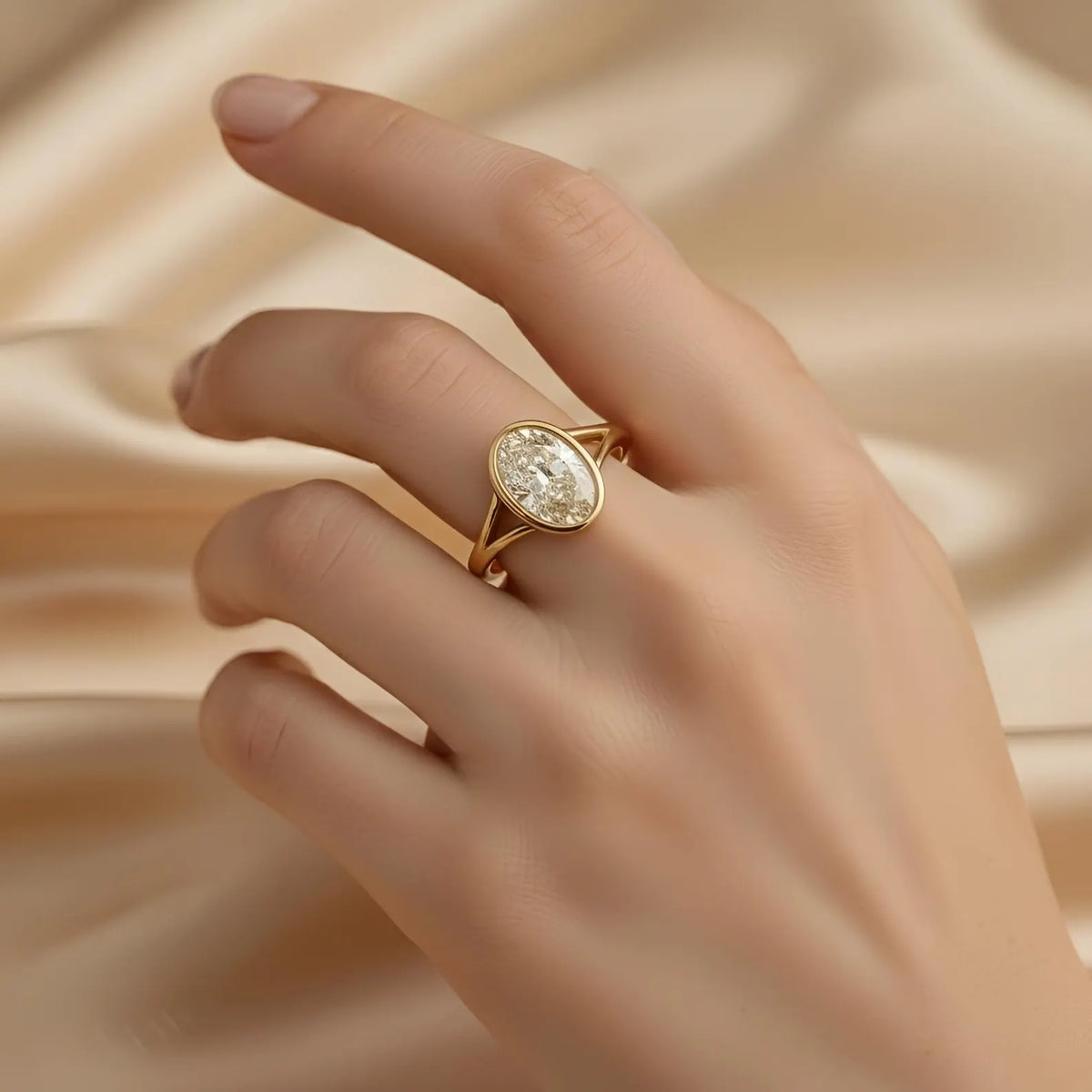 3-carat-oval-cut-lab-grown-diamond-bezel-set-engagement-ring-worn-on-hand