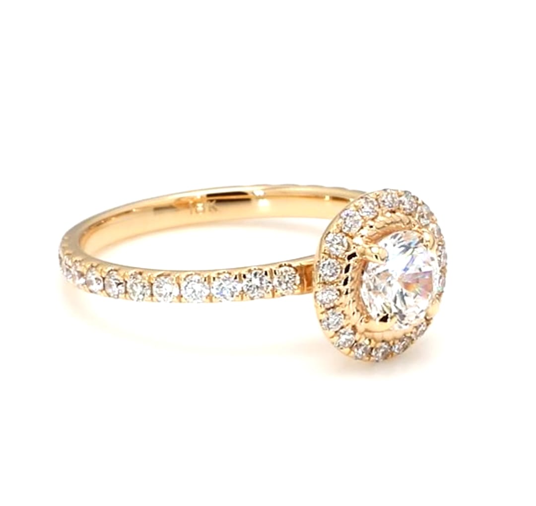 IGI Certified 2 Carat Round Lab Diamond Ring with Pave Band & Rope Border