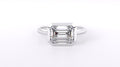 Front overhead view of a 3 carat emerald cut lab-grown diamond bezel-set solitaire ring.