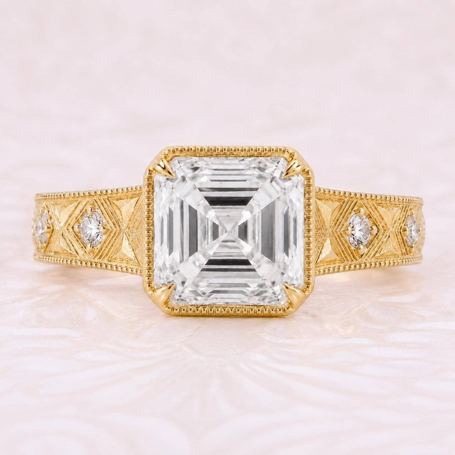 IGI certified 3 carat Asscher cut lab-grown diamond Ring