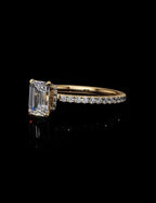 2 Gold ring Emerald Cut yellow gold ring