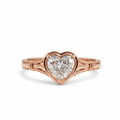 Direct front view of a 2 CT heart-shaped lab diamond engagement ring set in 14K rose gold.