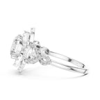 Side profile view of a 3 CT round lab diamond engagement ring showing twisted band details in 14K white gold.