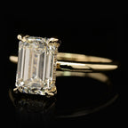 IGI Certified 4 Carat Emerald Cut Lab Diamond Engagement Ring in Yellow Gold