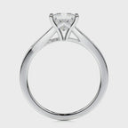 Full side profile view of a white gold 2 CT princess cut lab diamond engagement ring showing cathedral basket.