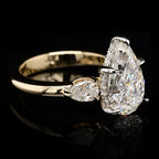 Side Pear Cut Three Stone lab Grown Diamond Ring