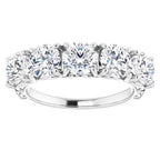 Front direct view of a 5-stone round cut lab grown diamond anniversary ring in white gold.