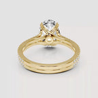 Under gallery and basket design of 4 Carat Oval Lab Grown Diamond Ring in Yellow Gold