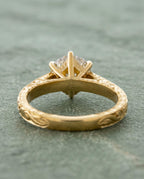 Direct profile view showing 6-prong head setting and interior ring structure of 3 Carat Round Lab Diamond Vintage Solitaire Ring