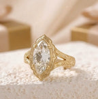 Filigree Antique Style 4 CT Marquise Lab Diamond Engagement Ring