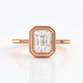 Direct top-down view of 3 Carat Emerald Cut Lab Diamond Engagement Ring in rose gold