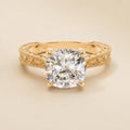3 CT Cushion Cut Lab Grown Diamond Ring Front View on Neutral Background
