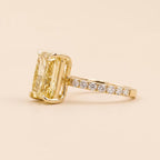 Side Profile View of 4 CT Yellow Radiant Cut Lab Grown Diamond Ring