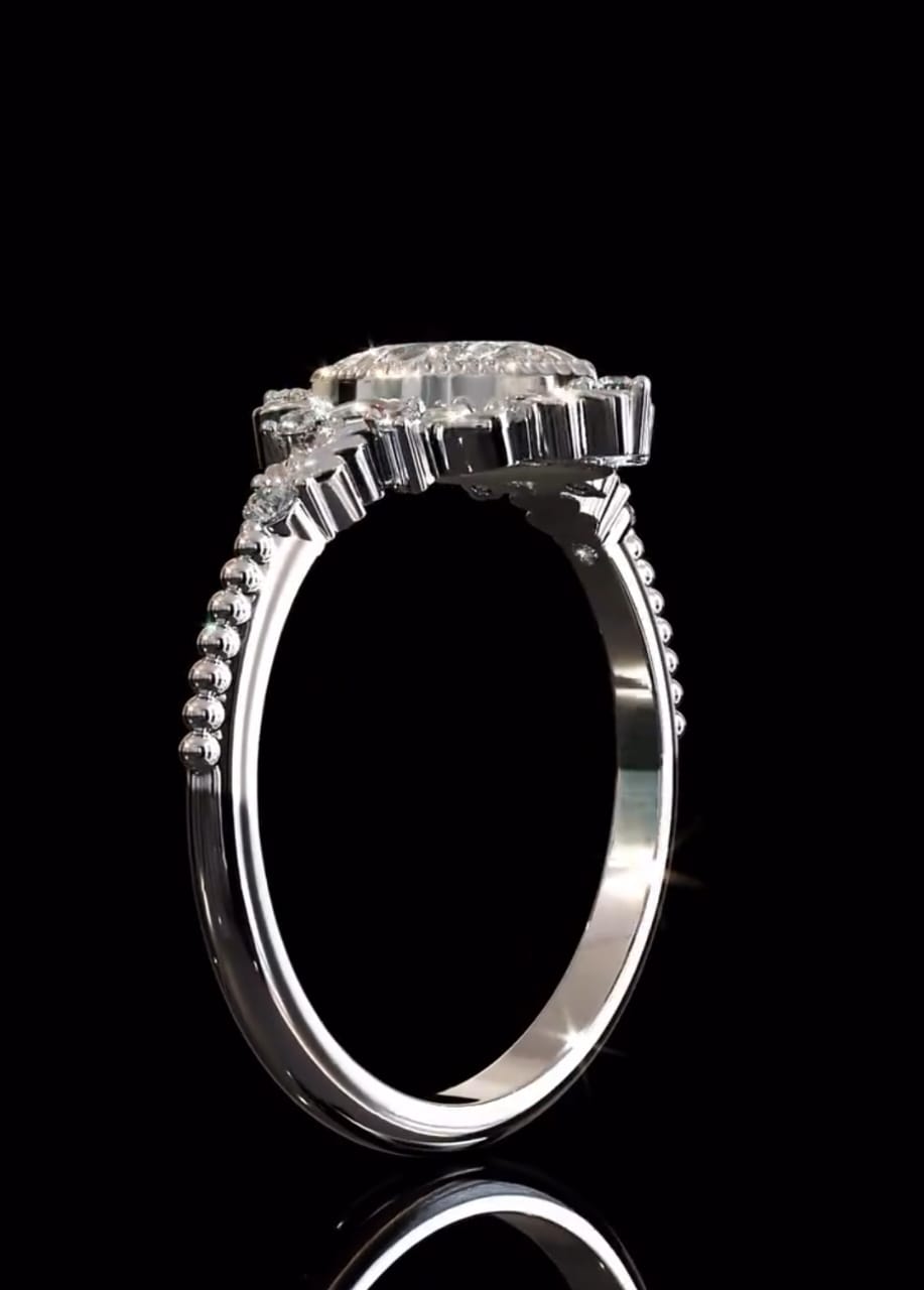 Unique Floral Marquise Lab Grown Diamond Ring)