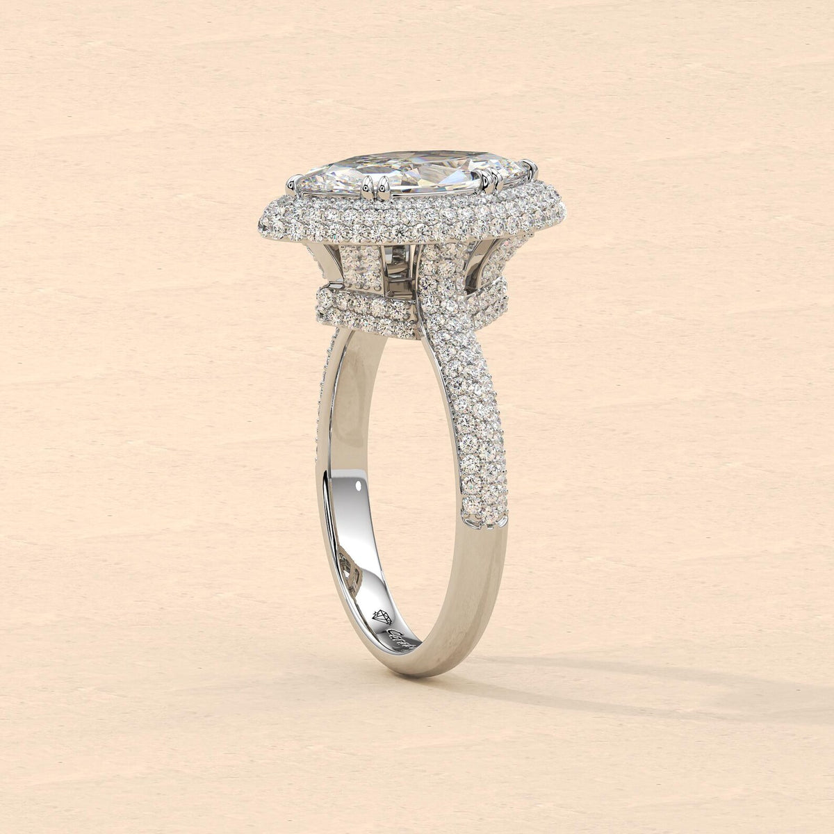 profile-angle-of-four-carat-marquise-lab-diamond-ring-with-pave-band
