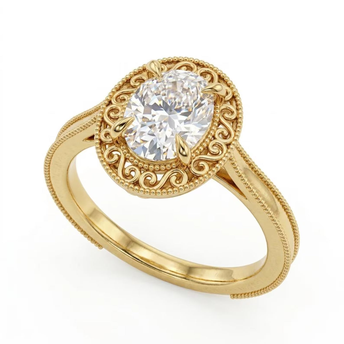 antique-style-3-ct-oval-lab-diamond-ring-yellow-gold-angled-view