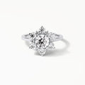 Angled Back Profile View of 3 CT Round Cut Lab Grown Diamond Floral Halo Engagement Ring