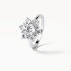 Top-Down View of 3 Carat Round Lab Grown Diamond Ring with Floral Cluster Halo