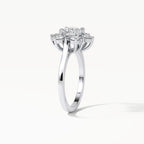 Side Profile View of 3 Carat Round Lab Grown Diamond Ring Showing Basket Setting