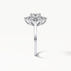 Direct Side View of 3 CT Round Cut Lab Grown Diamond Ring Cluster Basket