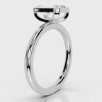 Side profile view of 4 CT radiant cut lab grown diamond bezel ring in white gold.