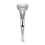 Head-on profile view showing the split strand shank architecture of a 2 CT princess cut lab diamond ring.