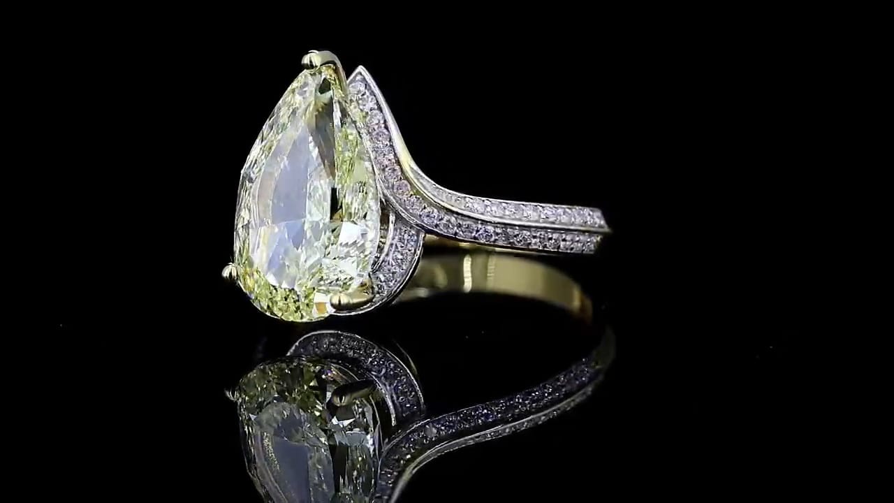 Canary Yellow 3 CT Pear Lab Diamond Engagement Ring